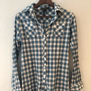 Blue plaid button down